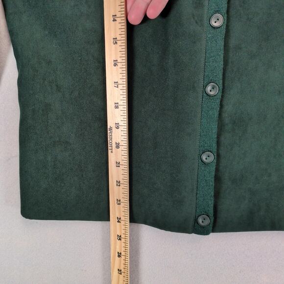 Talbots Green 2pc Outfit Women's 18/L Wool Blend Shirt & Faux Suede 35x30" Pants - Picture 8 of 10